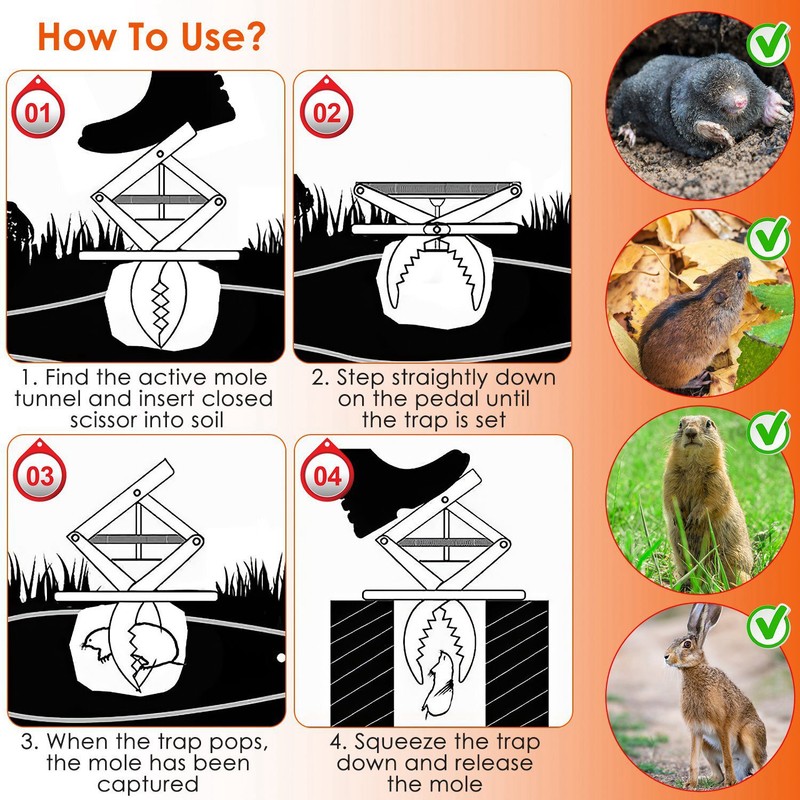 2Pack Mole Traps Garden Scissor Mole Gopher Rodent Control Trap For Lawn Outdoor gallery