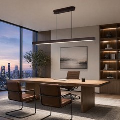 51 in 3CCT Modern Walnut Linear LED Pendant Chandelier Living Room Light Fixture