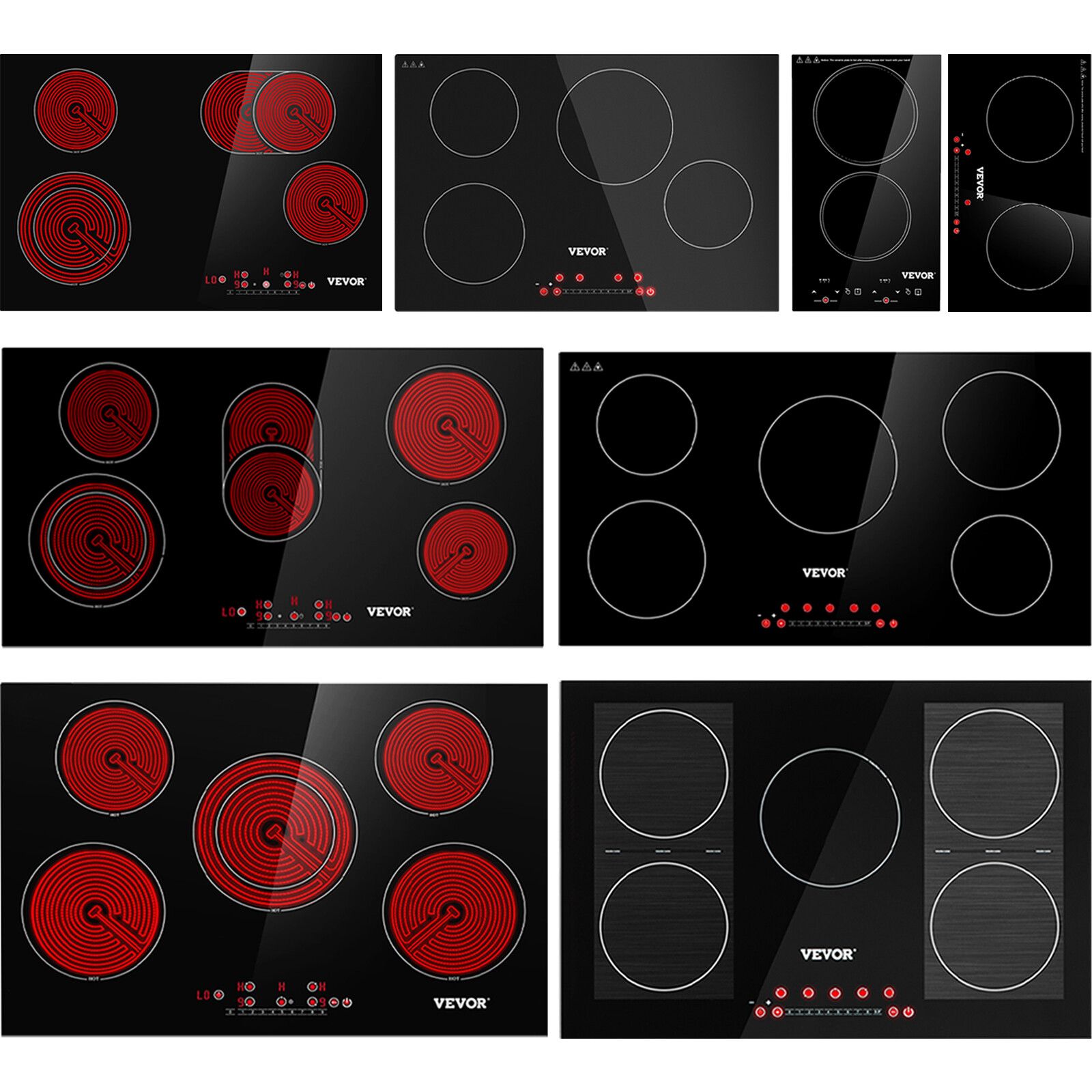 VEVOR Electric Induction/Ceramic Cooktop Built-In 2/4/5 Burner Touch Control gallery