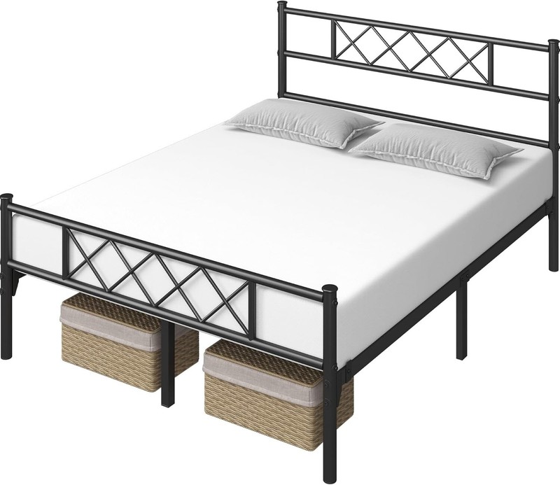 Elegant Full Metal Platform Bed with Squeak Resistant Design & Storage Space gallery
