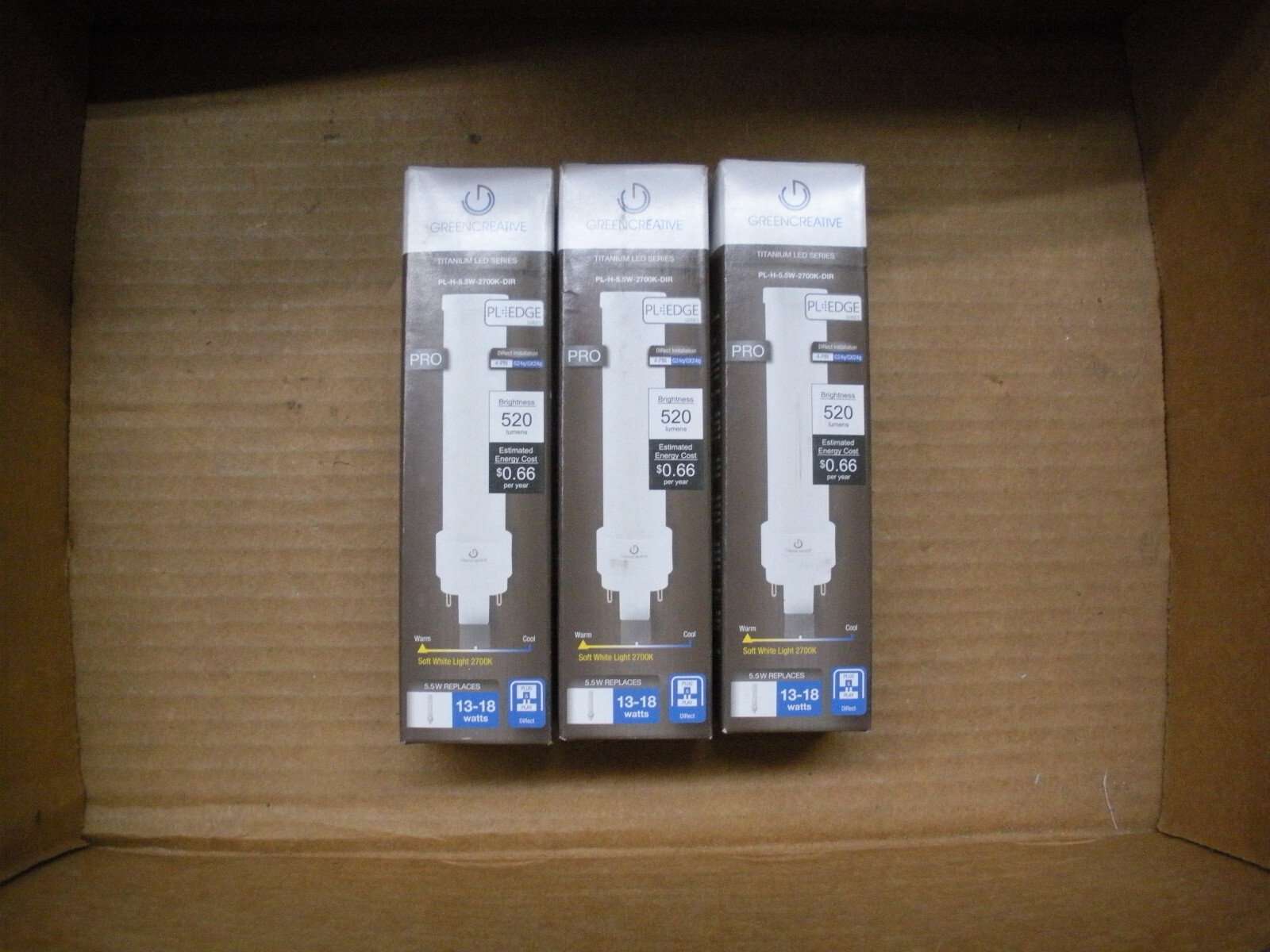 Green Creative LED 5.5w 4 pin direct replacement 13-18W lot of 3 20 lots horizon gallery