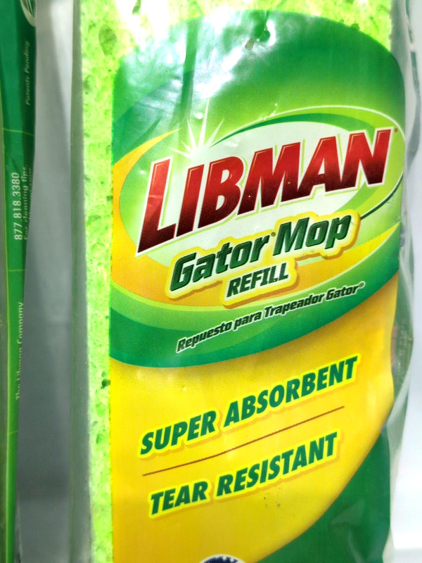 Libman Gator Sponge Mop Refill 3021 Standard 9" Tear Resistant Lot of 2 Refills gallery