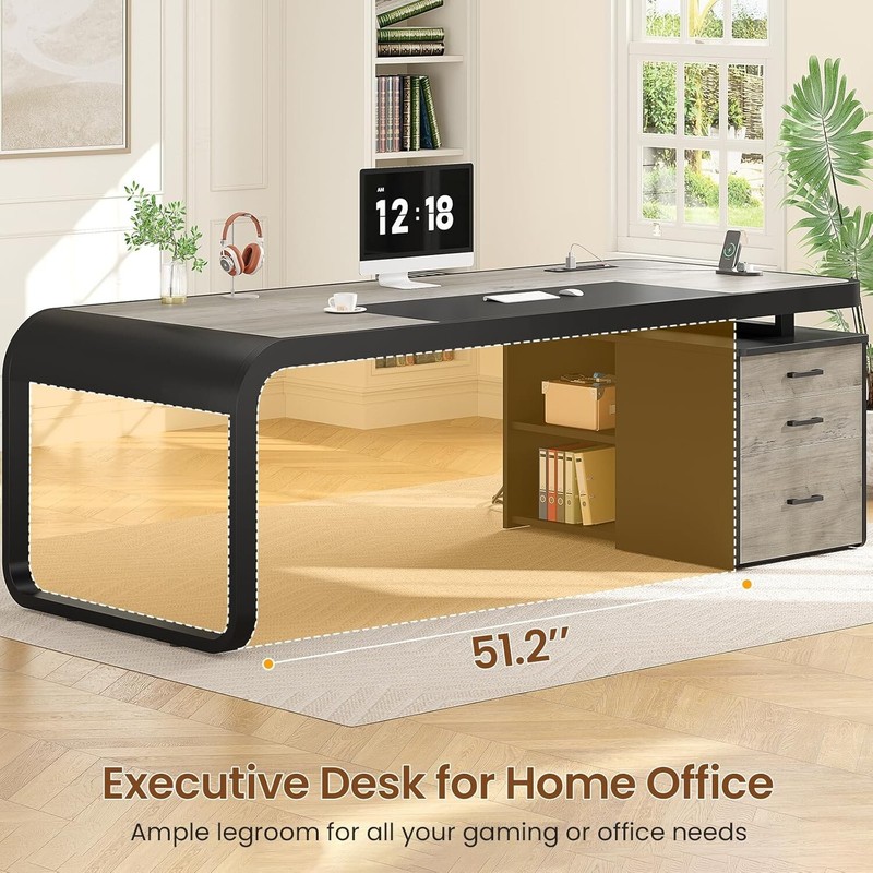 70.9" Executive Computer Desk with 3 Drawers Business Furniture Desk Workstation gallery