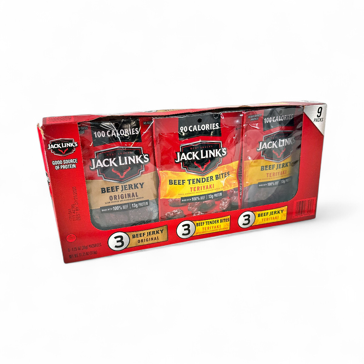 Jack Link's Beef Jerky, Original + Teriyaki Variety Pack, 1.25 oz - 9 Pack gallery