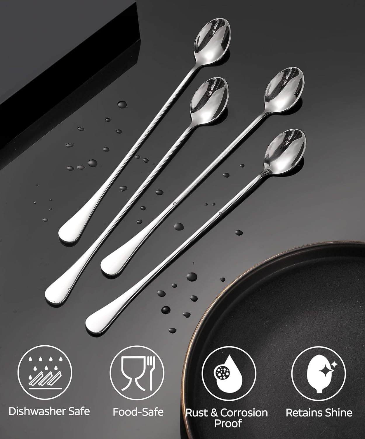 9.5Inch Long Handle Iced Tea Spoon Coffee Spoon Ice Cream Spoons Stainless Steel gallery