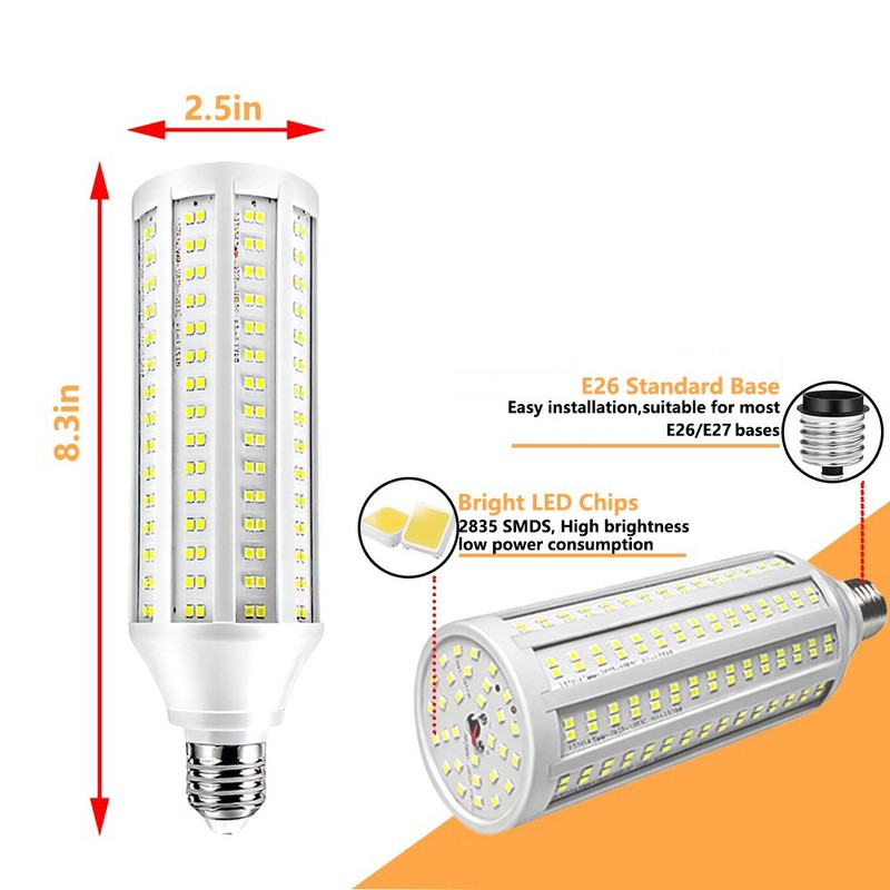 500W Equivalent LED Corn Light Bulb 3000 Lumen 6000K 60W Daylight White E26/E27 gallery