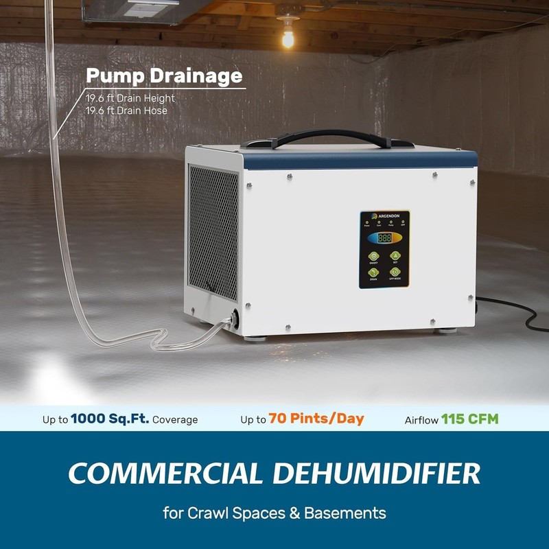 ARGENDON Shield 35P 70PPD Crawlspace Dehumidifier Basement w/Pump, 5-Y Warranty gallery