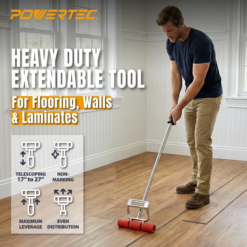 POWERTEC Extendable Roller 17"-27" Heavy-Duty Flooring Seam Press Roller (71033) gallery