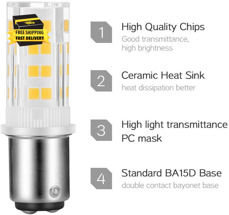 2-Pack Sewing Machine Light Bulb Double Contact BA15D Push in Bulb Daylight Whit gallery