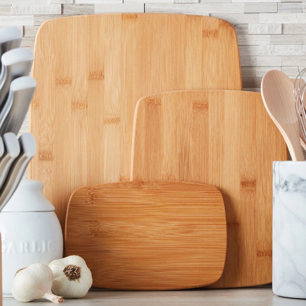 3-Piece Bamboo Cutting Board Set Kitchen Chopping Boards with Juice Groove gallery