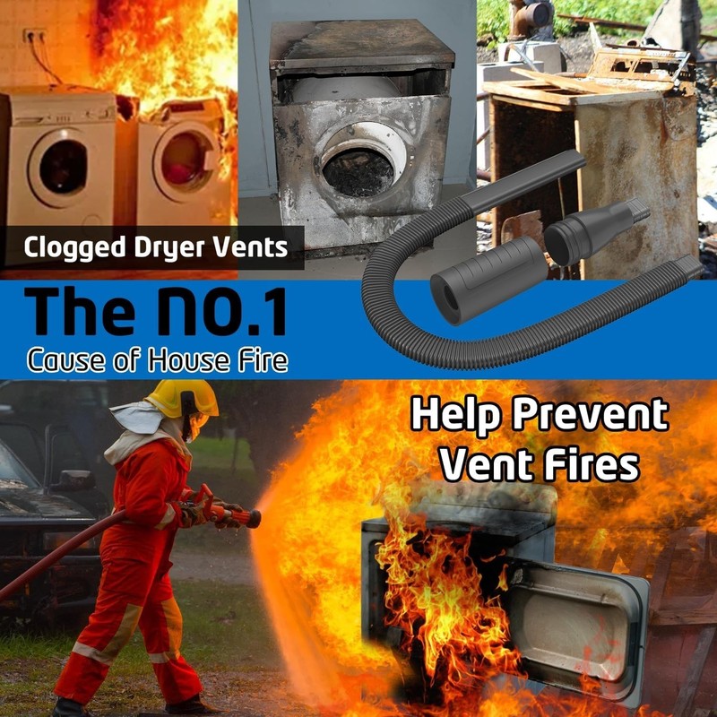 Versatile 3-Suction Dryer Vent Cleaner Kit - Flexible Hose for Easy Lint Removal gallery