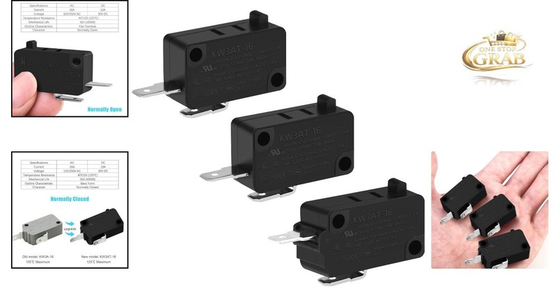 3pcs Microwave Oven Door Switch Replacement Kit 16a 125/250v Compatible Kw3at-16 gallery