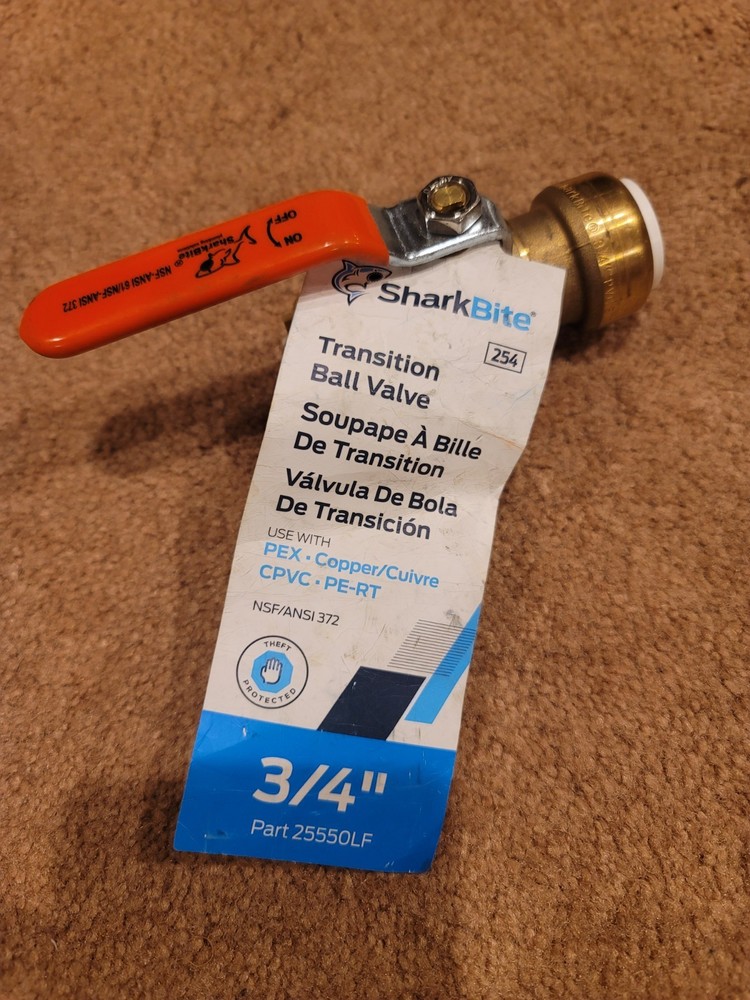 SharkBite 3/4 in Push-to-Connect Transition Ball Valve 25550LF Pex Copper PVC