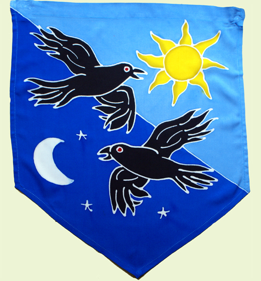 Ravens Flag - Sun & Moon - Viking, Odin, Norse, Heathen, Asatru. Batik Rayon gallery