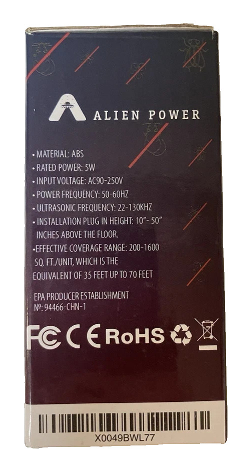 Alien Power Ultra Sonic Pest Repeller Bug Insect & Pest Control 200-1600SQ Feet gallery