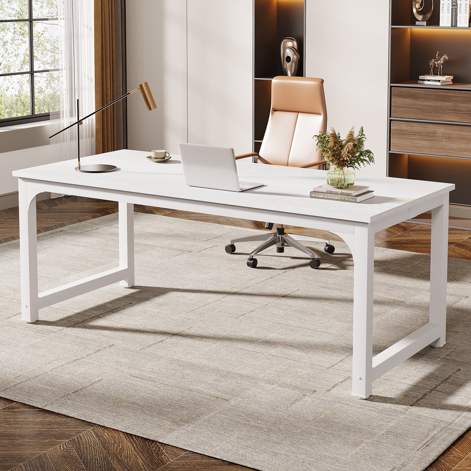 Tribesigns 70.8'' Executive Desk, Large Office Computer Desk with Thicken Frame gallery