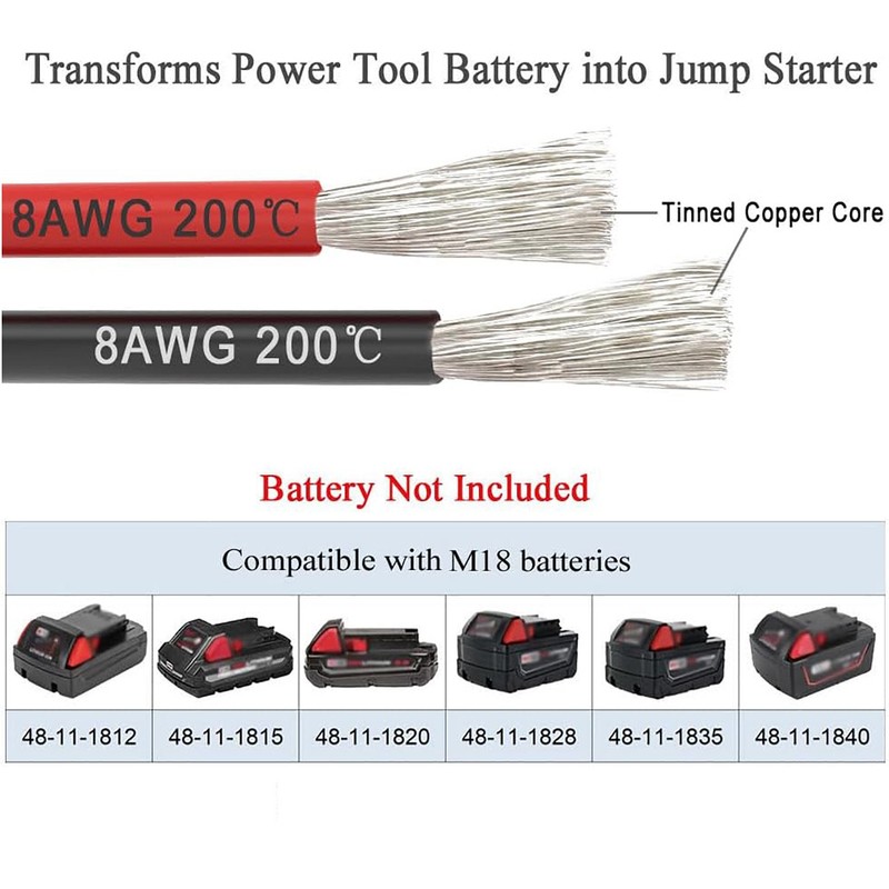 M18 Battery Jumper Starter Jumper Cable 5.9Ft Fits Milwaukee Car Jump Starting gallery