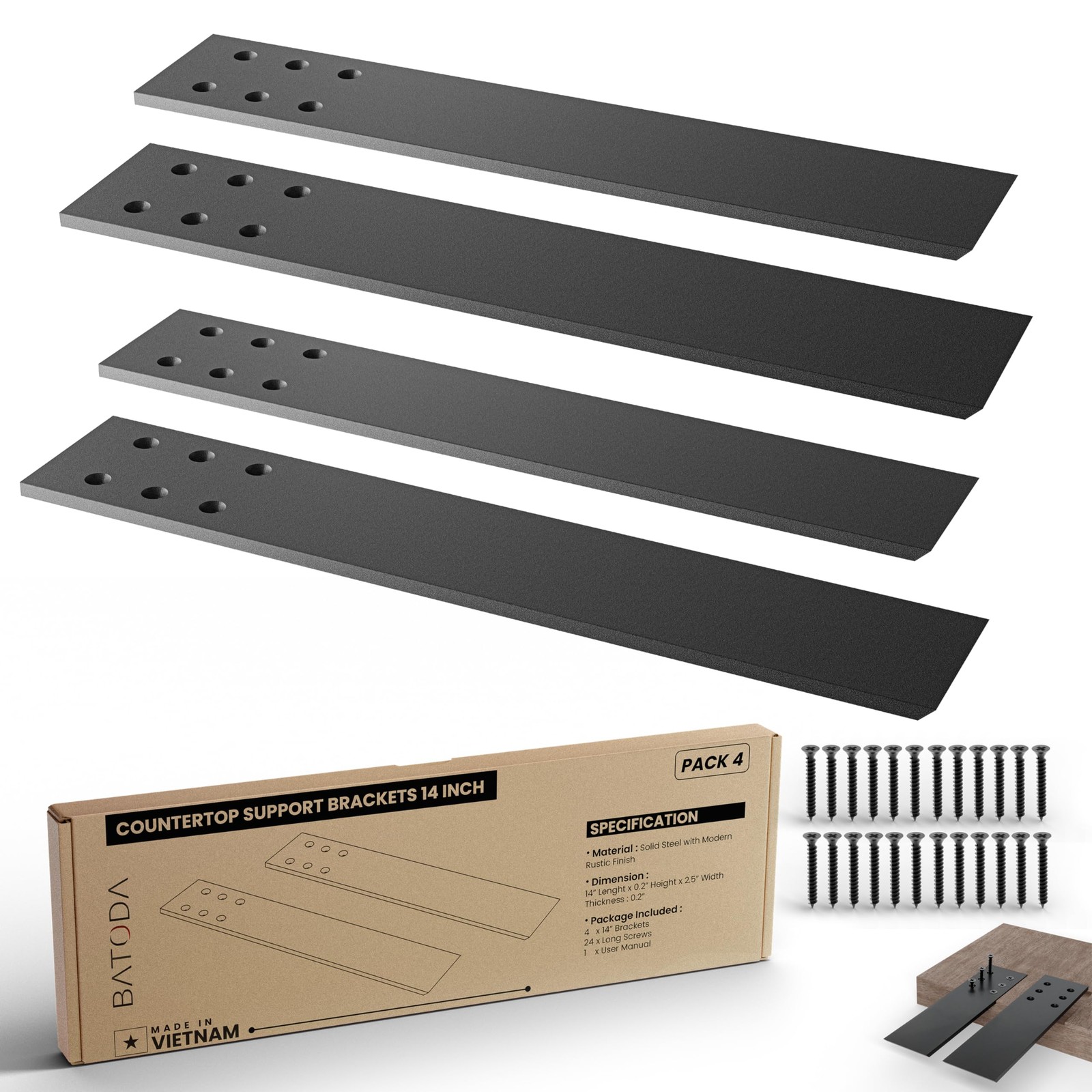 14 Countertop Support Brackets (4 Pcs) for Granite - Heavy Duty L Shelf Bracket gallery