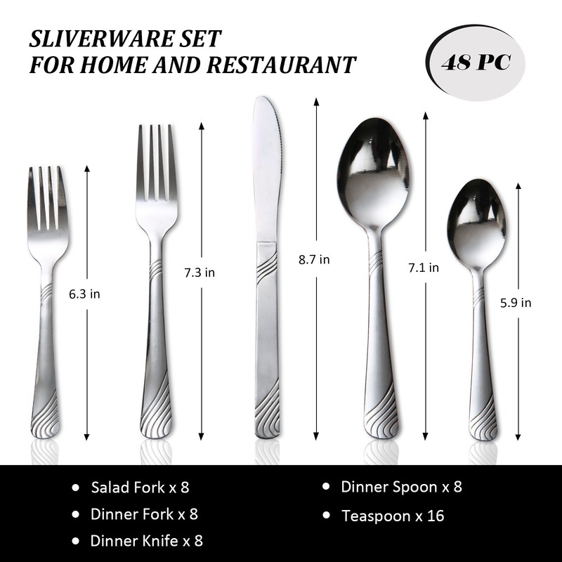 48Pcs Silverware Set for 8 Stainless Steel Flatware set Cutlery Utensil Kitchen gallery