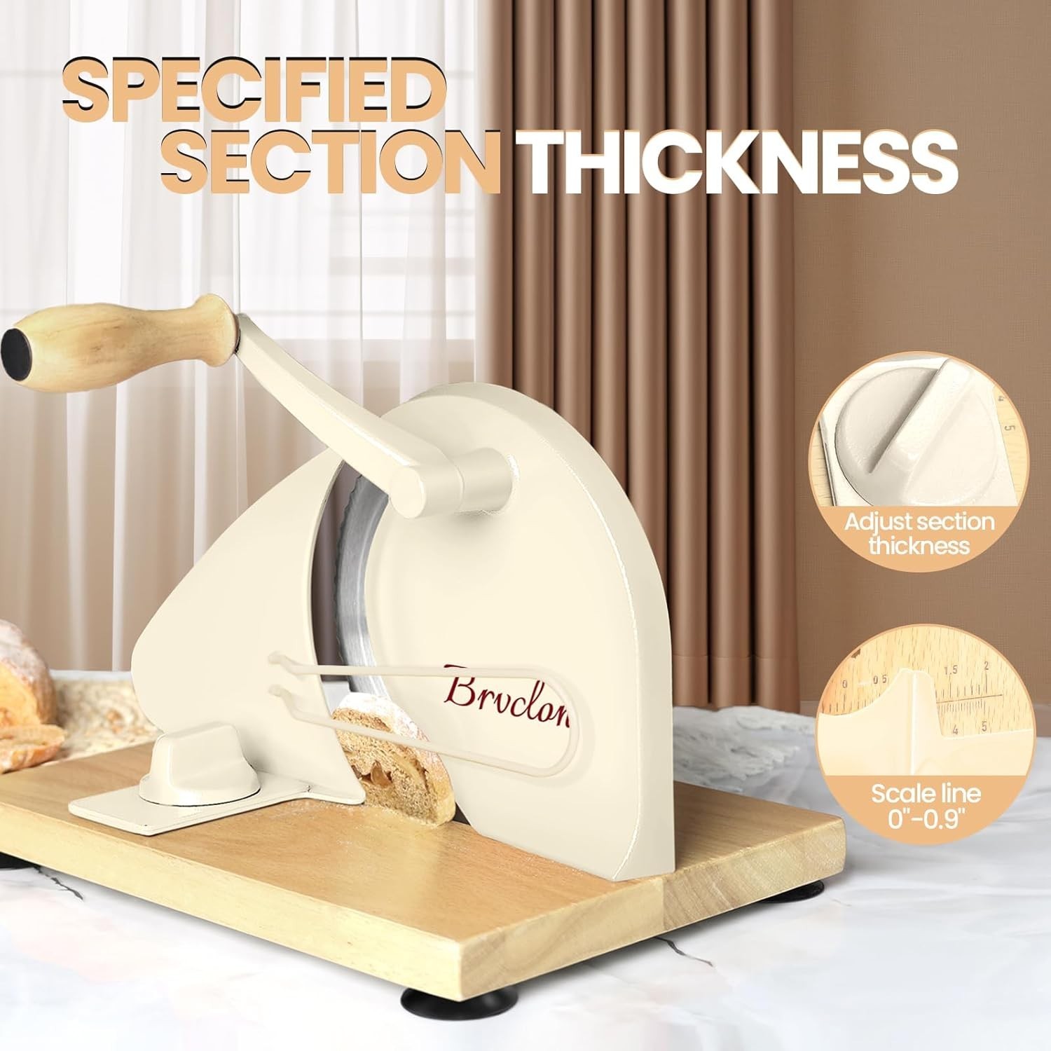 Brvclon Manual Bread Slicer Adjustable Thickness, Hand Crank Bread Slicer gallery