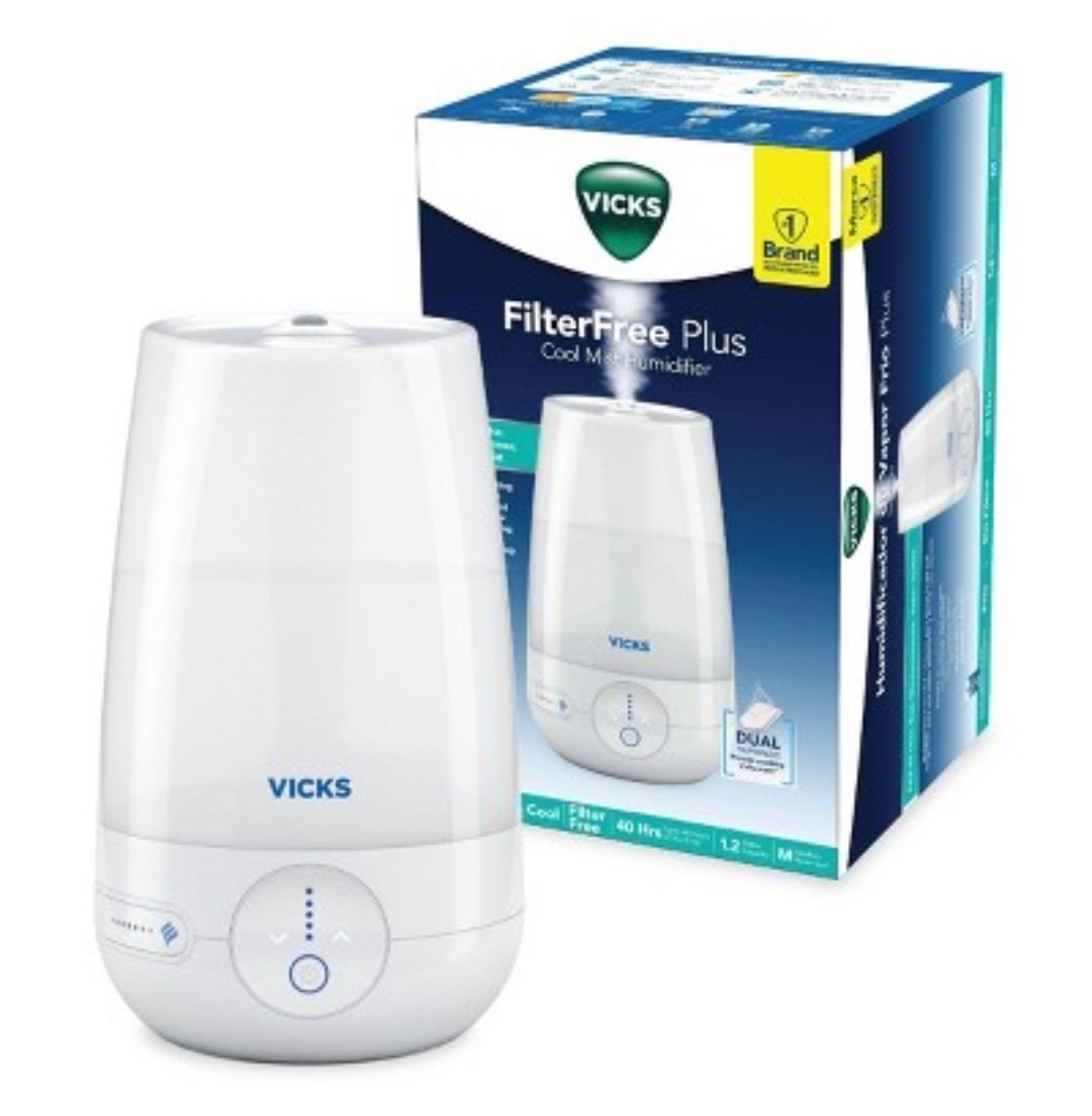 Vicks Filter Free Plus Cool Mist Ultrasonic Humidifier 1.2gal: 100-300sqft. New gallery