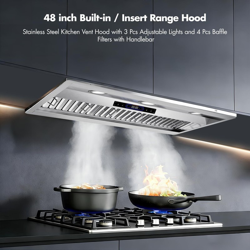 48-inch range Hood Built-in/Insert 48 inch Stainless Steel Kitchen Vent 1200 CFM gallery