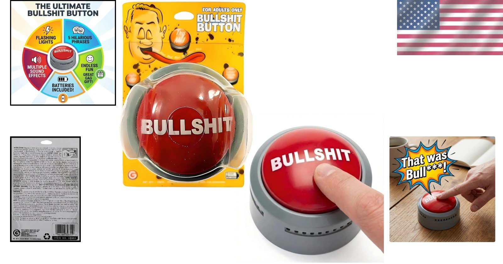 Red Hilarious BS Button with 5 Sound Alerts - Ideal for Parties and Gatherings gallery