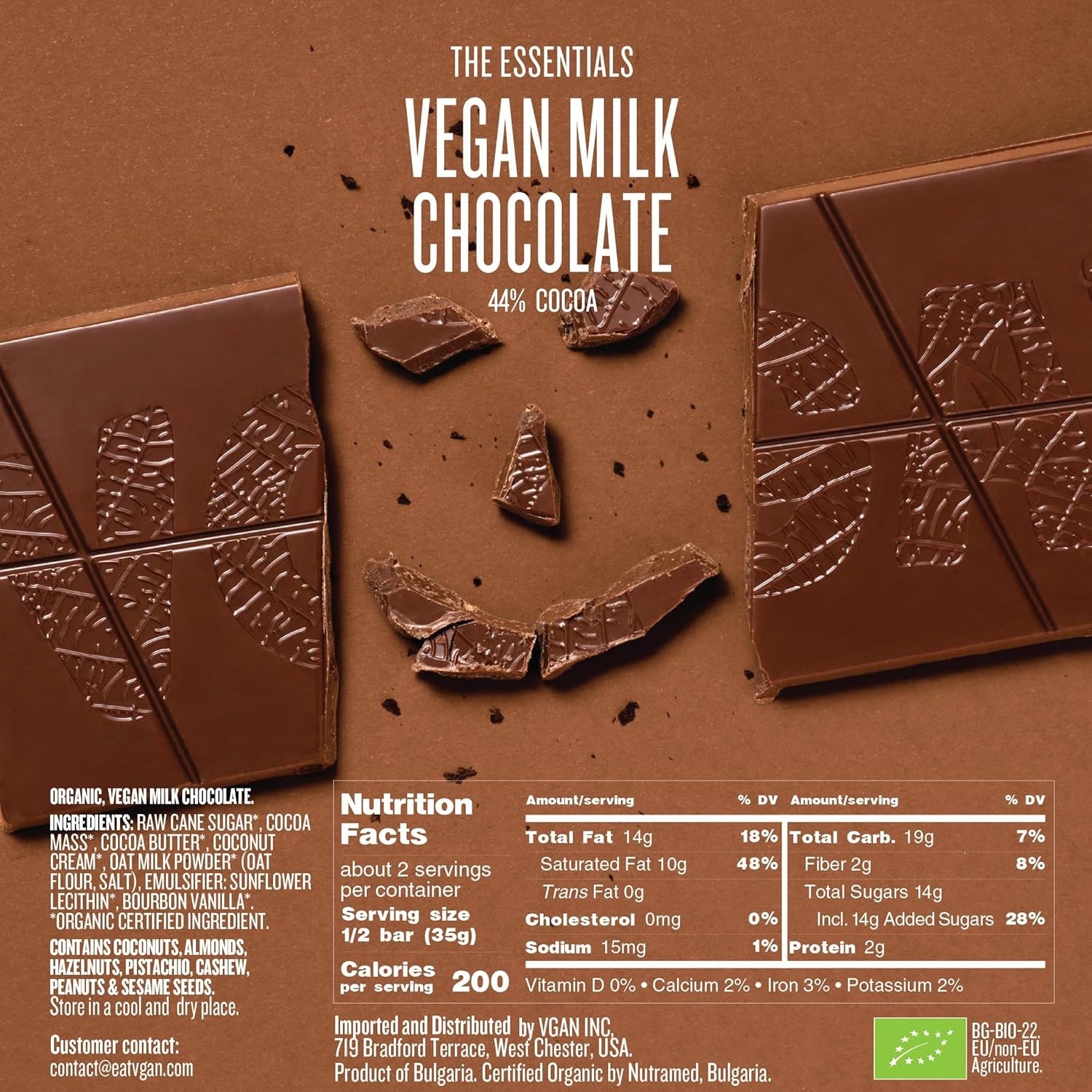2x VGAN Vegan Chocolate Bars Milk Chocolate 6/Pack Exp 4/13/2027 gallery