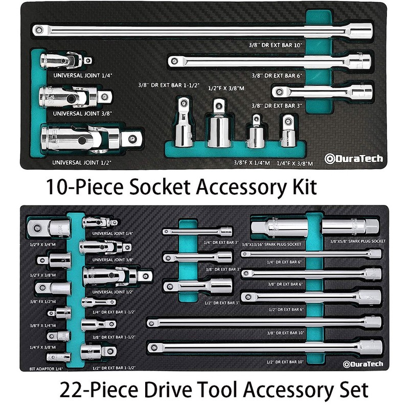 DURATECH Socket Accessory Kit/Drive Tool Accessory Set w/EVA Foam Tool Organizer gallery
