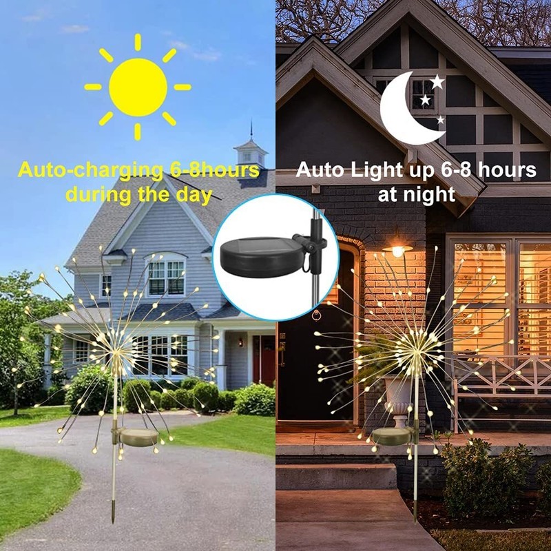2PCS Solar Firework Lights Outdoor Garden Pathway Lights Backyard Party Decor gallery