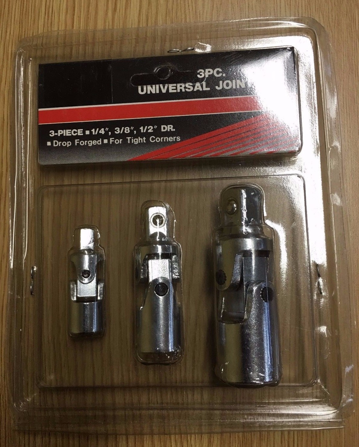 3 PC SWIVEL 1/4" 3/8" 1/2" DRIVE UNIVERSAL JOINT DIY SOCKET SET gallery