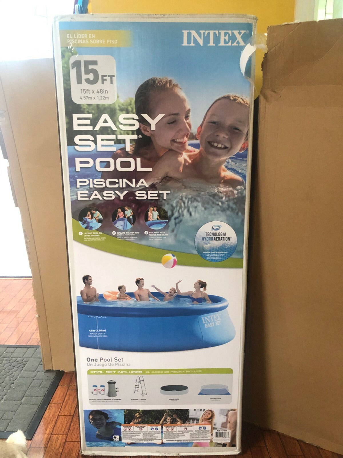 Intex 15' x 48" Inflatable Easy Set Above Ground Swimming Pool w/ Ladder & Pump gallery