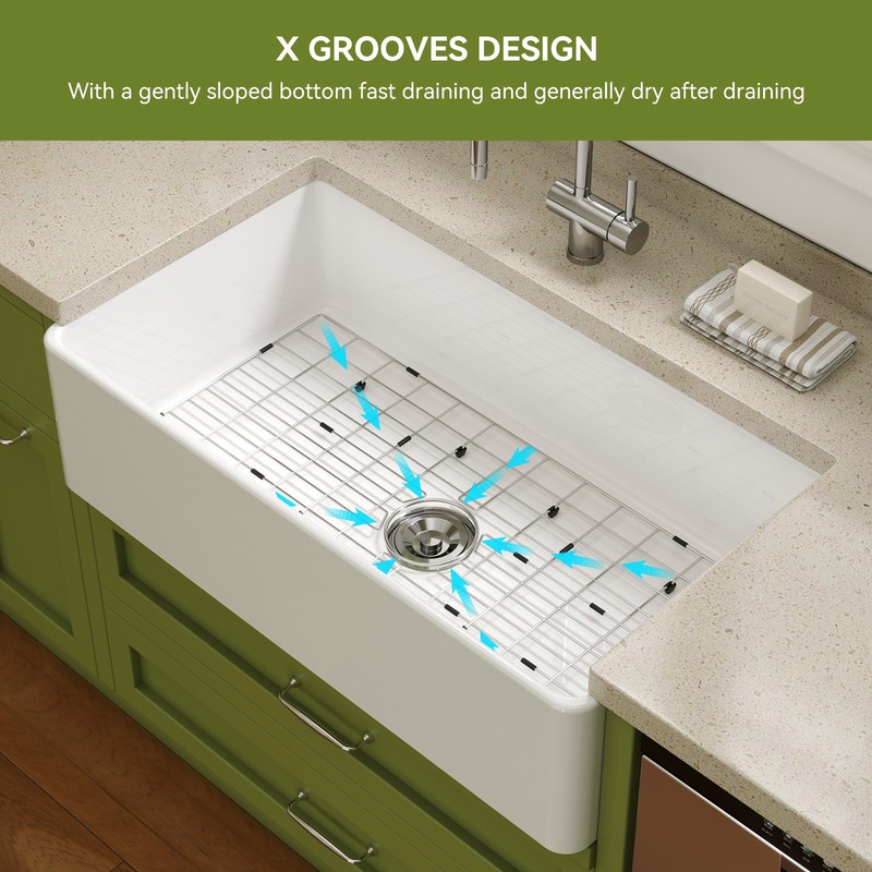 HOROW Undermount Kitchen Sink Single Bowl 36x20 Inch Fireclay Farmhouse Sink gallery