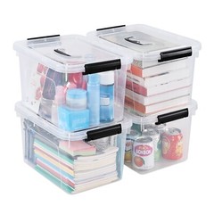 4/6 Packs 12 Liters Stackable Latching Box with Lid & Handle Plastic Storage Bin