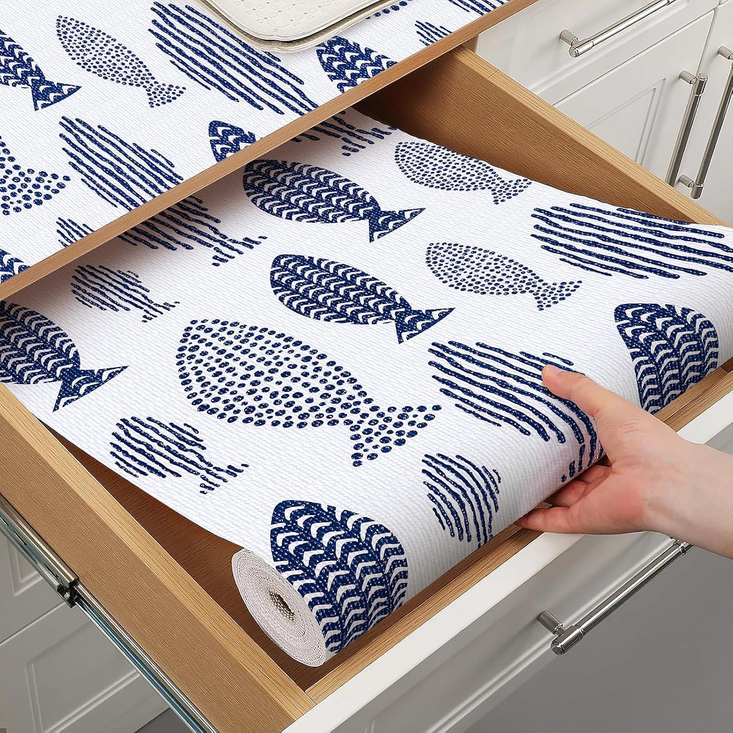 Blue Shelf Liner for Kitchen Cabinets Non Adhesive Drawer Liners Non Slip Cupboa gallery