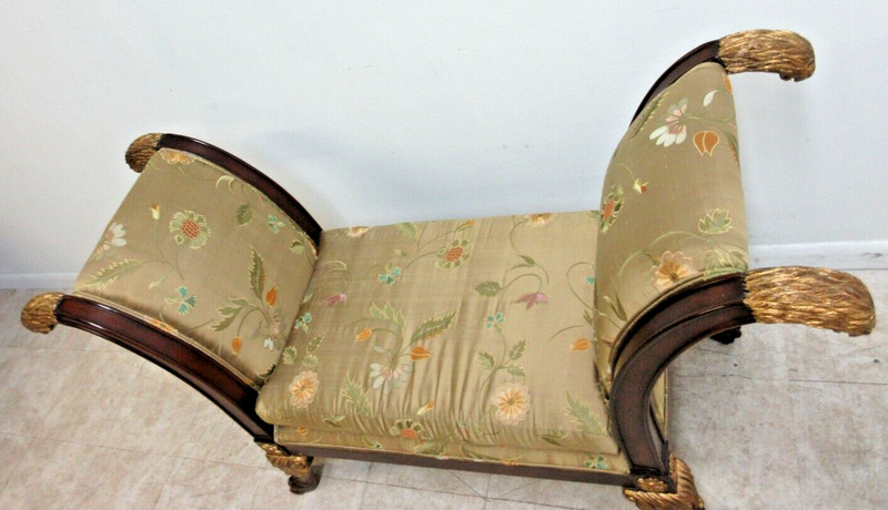 Maitland Smith Footstool Settee U Bench French Empire Paw Gold Gilt Lion Head gallery