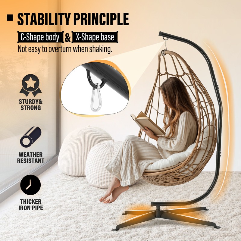 Black Steel Solid Frame Stand Hammock C Stand For Porch Swing Hammock Chair gallery