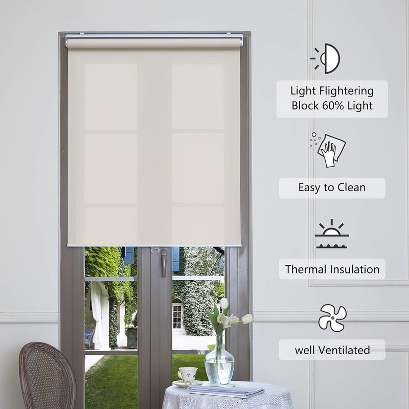 Cordless Roller Shades for Windows Light Filtering Shades with 5% Openness Solar gallery