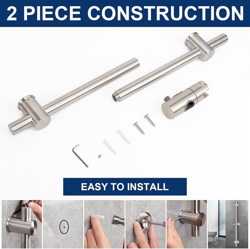 Slide Bar with Height/Angle Adjustable Handheld Shower Holder, Bathroom SUS 304 gallery