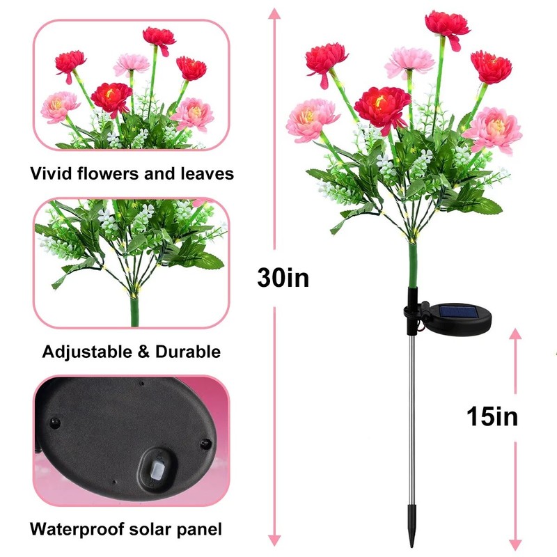 2Pack Solar Snow Lotus Flower Lights Outdoor Garden Patio Yard Landscape Decor gallery