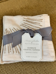 Pottery Barn Monique Lhuillier Set/4 CELEBRATE Embroidered COCKTAIL Napkins 10”