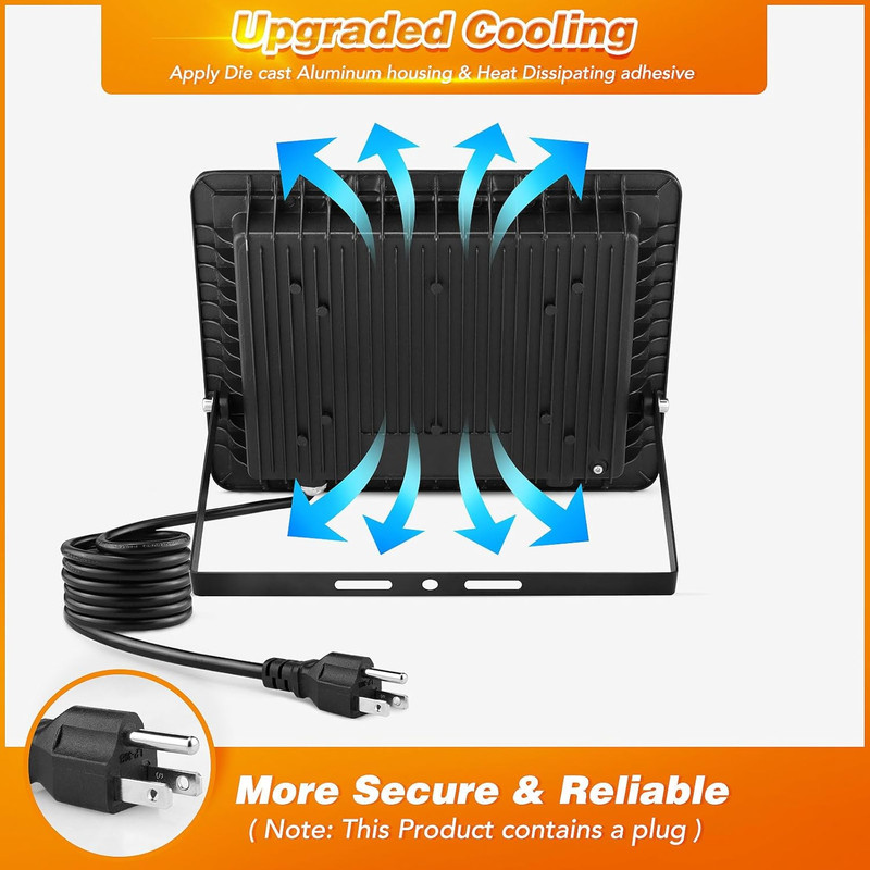100W LED Flood Light Outdoor, 2Pack 10000LM Super Bright, IP66 Waterproof outsid gallery