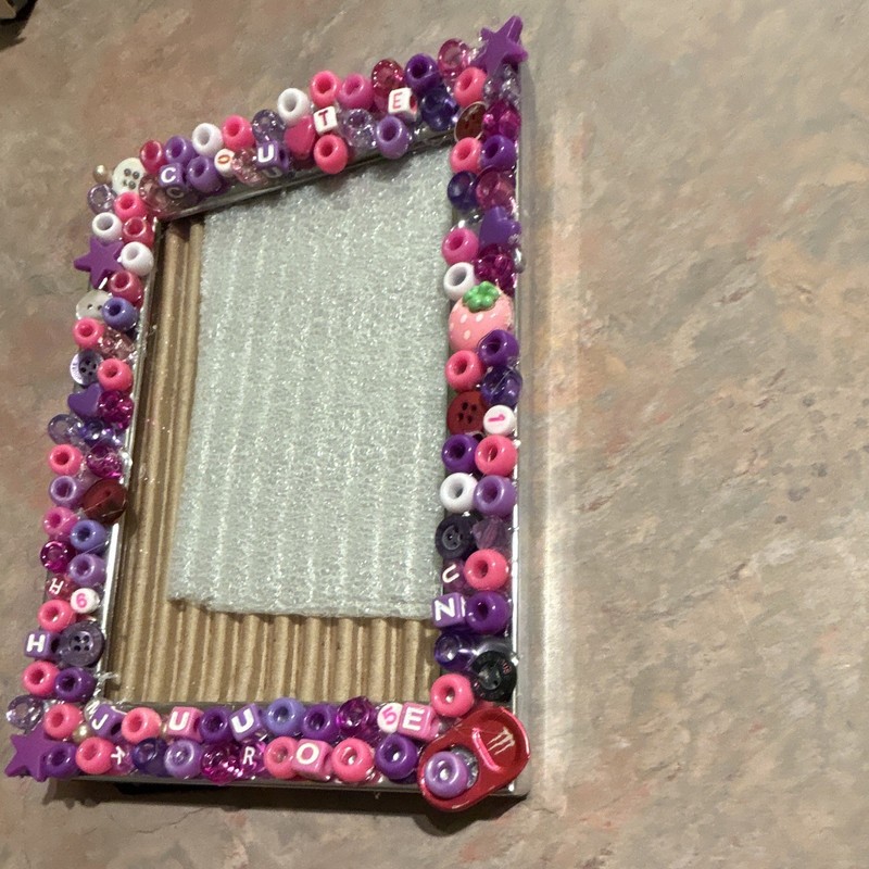 Handmade customized picture frame. Pink, purple, and white. 5x7in or 13x18cm gallery