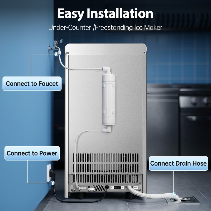 Commercial Ice Maker 130lb Stainless Steel Bar Restaurant Built-in Cube Machine gallery