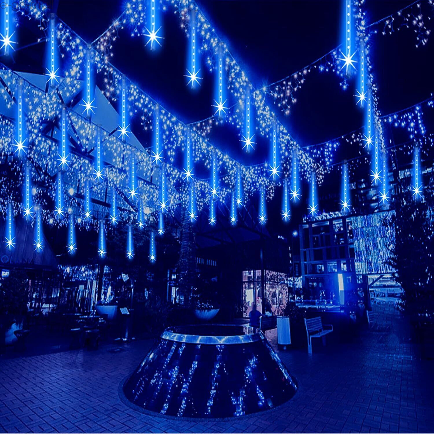 Meteor Shower Falling Star Rain Drop Icicle 8 Tube 384 LED New Year Tree Light gallery