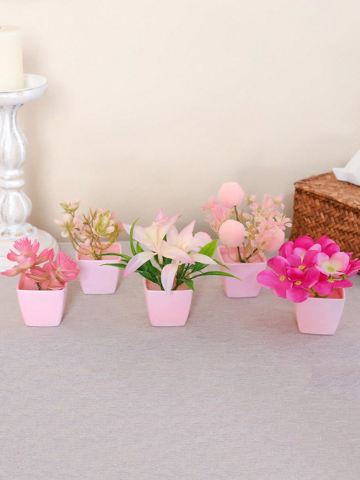 5pcs Mini Pink Artificial Potted Plants 240037ZH5-5pcs Home Decor Gift gallery
