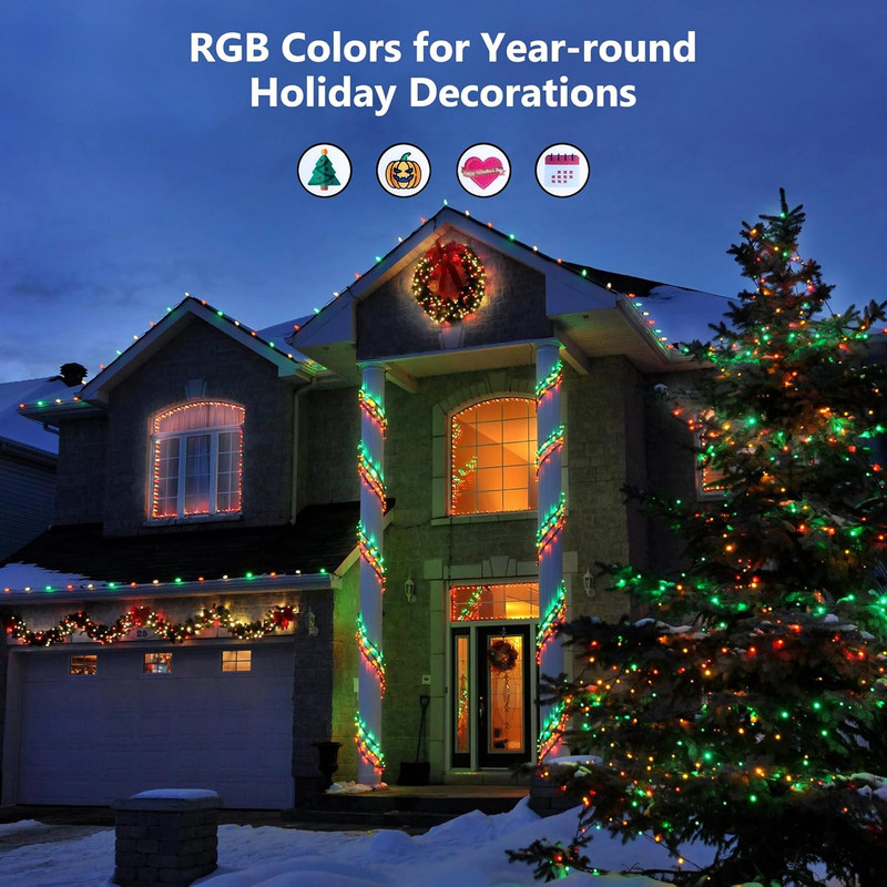 RGB Color Changing String Lights, 33FT 100 LED Red White Blue String Lights with gallery