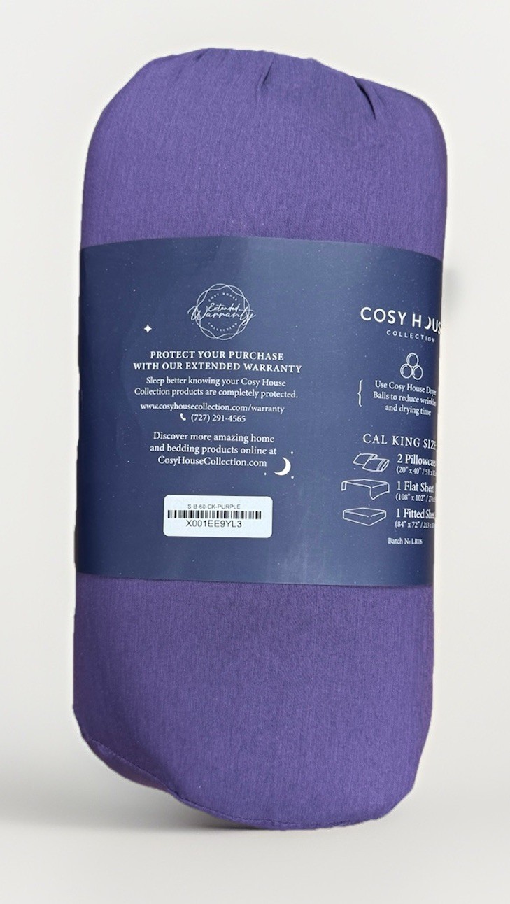 Cosy House Collection Bed Sheets Bamboo Viscose 4-Piece CAL KING - PURPLE gallery