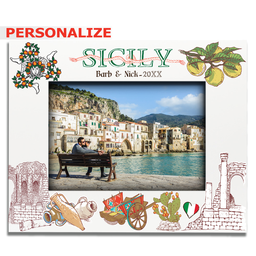 PERSONALIZE-Sicily Theme Picture Frame-Wedding, Honeymoon-Mediterranean Island