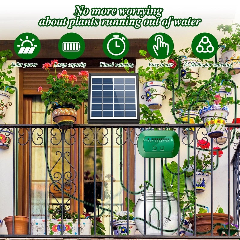 50FT Solar Automatic Drip Irrigation System Kit Plant Watering Timer Garden gallery